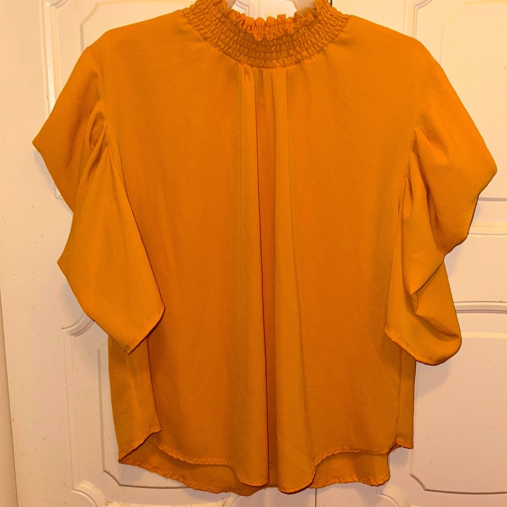 Never worn. Mustard yellow turtleneck short sleeve shirt.